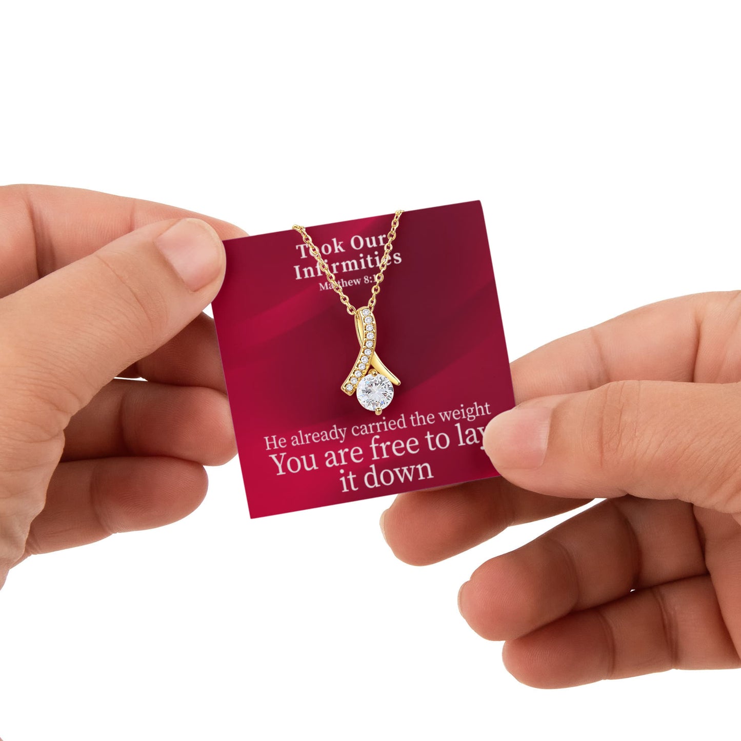 Took Our Infirmities (Matthew :17) | Alluring Beauty Necklace in Rotating Rose Gift Box