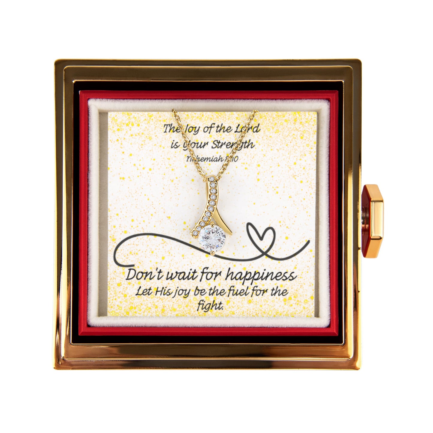 The Joy of the Lord Is Your Strength (Nehemiah 8:10) | Alluring Beauty Necklace in Rotating Rose Gift Box