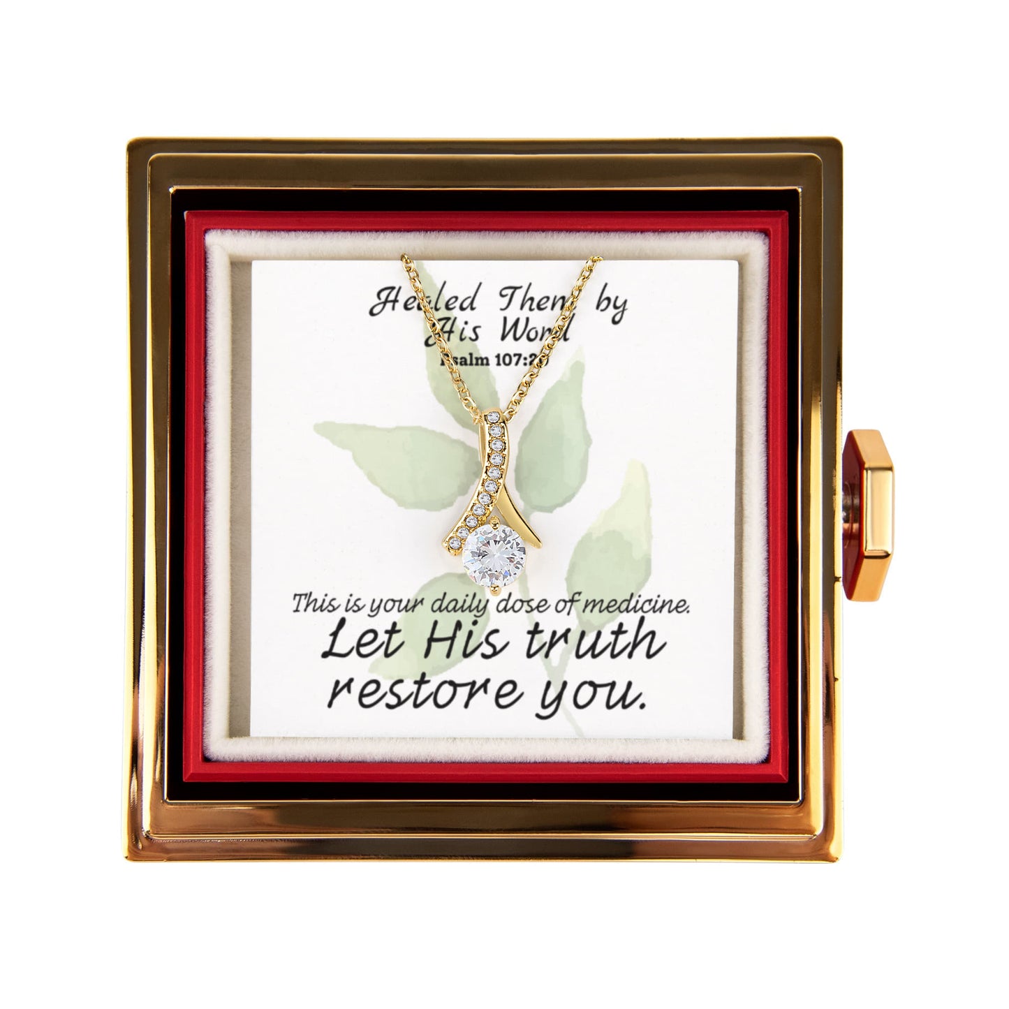 Healed Them By His Words (Psalm 107:20) | Alluring Beauty Necklace in Rotating Rose Gift Box