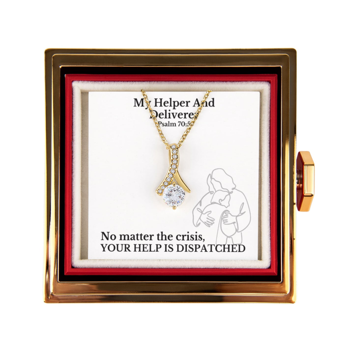 My Helper And Deliverer (Psalm 70:5) | Alluring Beauty Necklace in Rotating Rose Gift Box