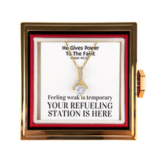 He Gives Power To The Faint (Isaiah 40:29) | Alluring Beauty Necklace in Rotating Rose Gift Box