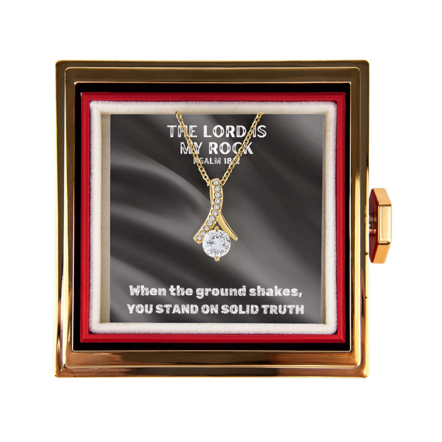 The Lord Is My Rock (Psalm 18:2) | Alluring Beauty Necklace in Rotating Rose Gift Box