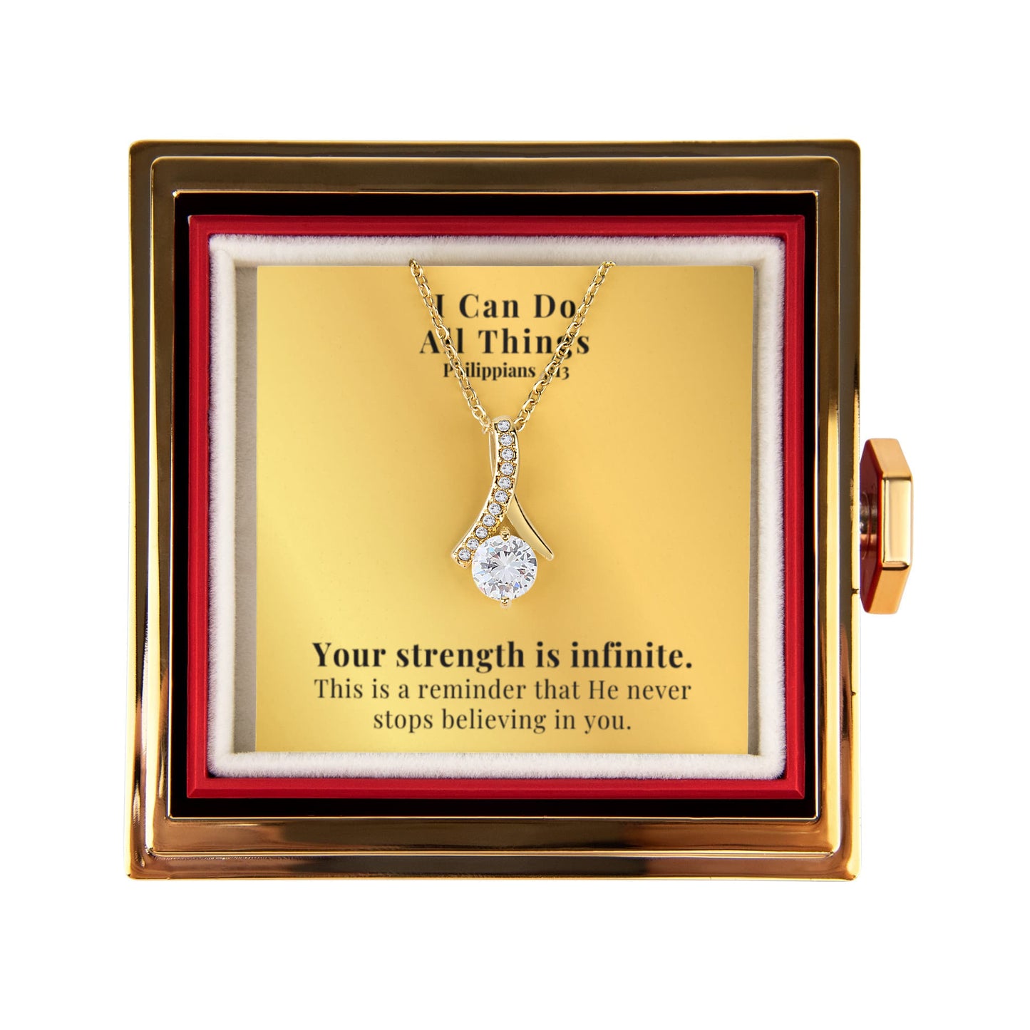 I Can Do All Things (Philippians 4:13) | Alluring Beauty Necklace in Rotating Rose Gift Box
