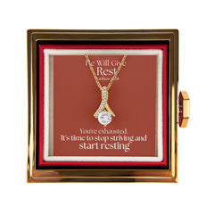 He Will Give  Rest (Matthew 11:28) | Alluring Beauty Necklace in Rotating Rose Gift Box
