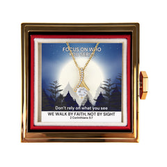 We Walk By Faith, Not By Sight (2 Corinthians 5:7) | Alluring Beauty Necklace in Rotating Rose Gift Box