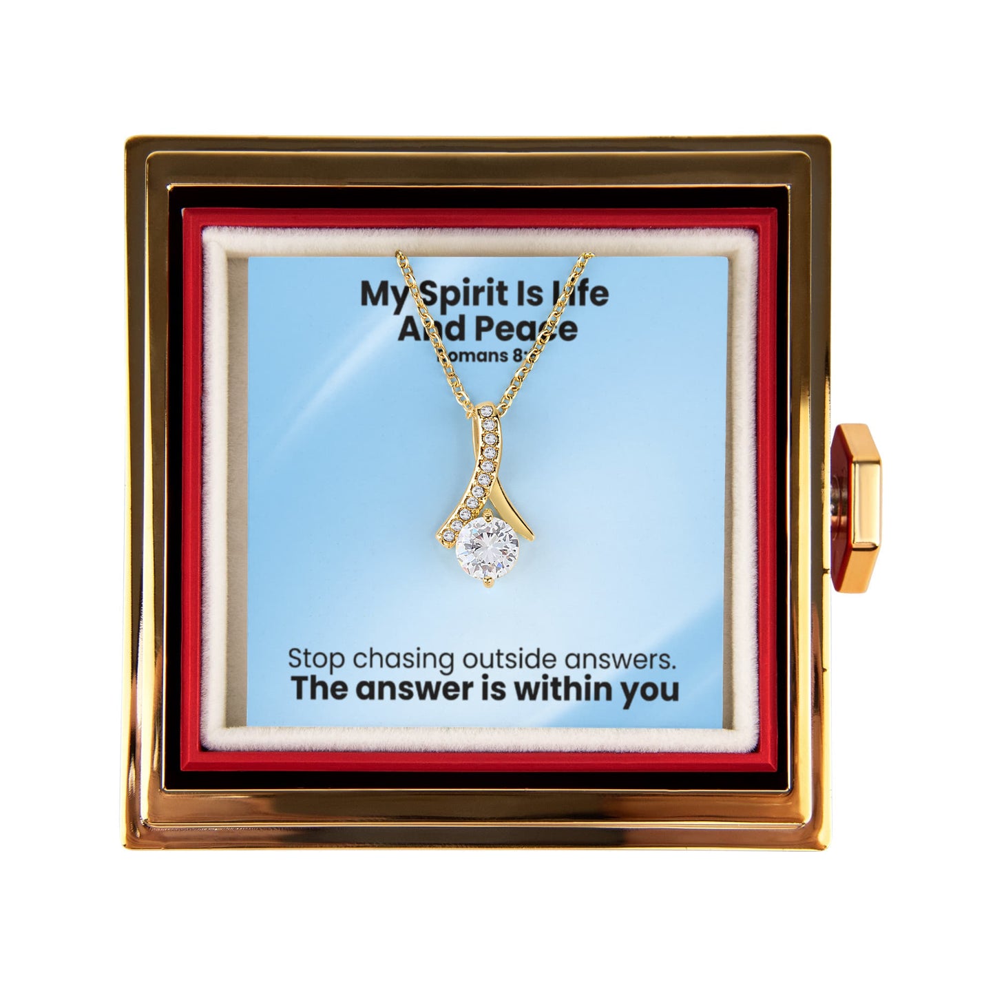 My Spirit Is Life And Peace (Romans 8:6) | Alluring Beauty Necklace in Rotating Rose Gift Box