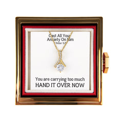 Cast All Your  Anxiety On Him (1 Peter 5:7) | Alluring Beauty Necklace in Rotating Rose Gift Box