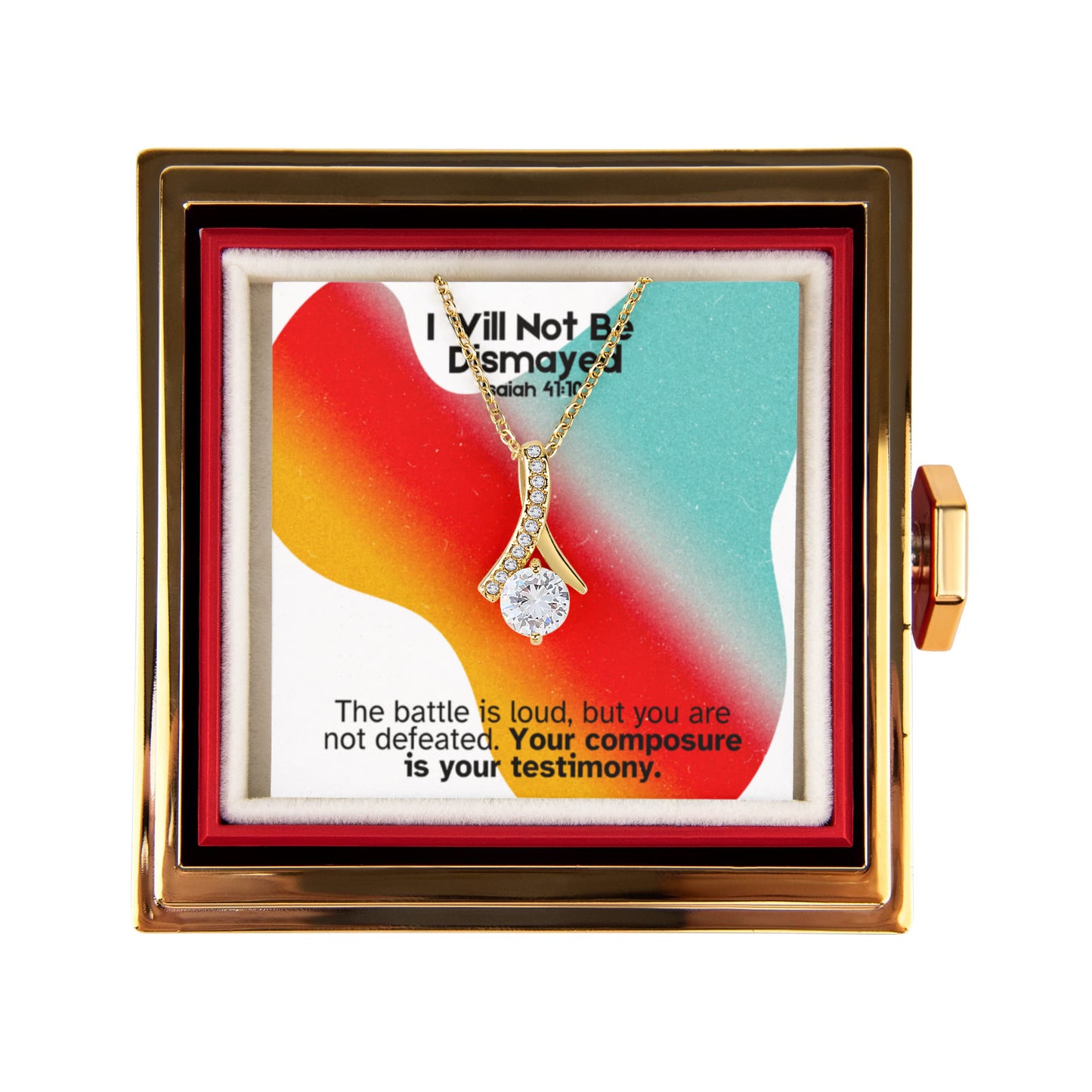 I Will Not Be Dismayed (Isaiah 41:10) | Alluring Beauty Necklace in Rotating Rose Gift Box