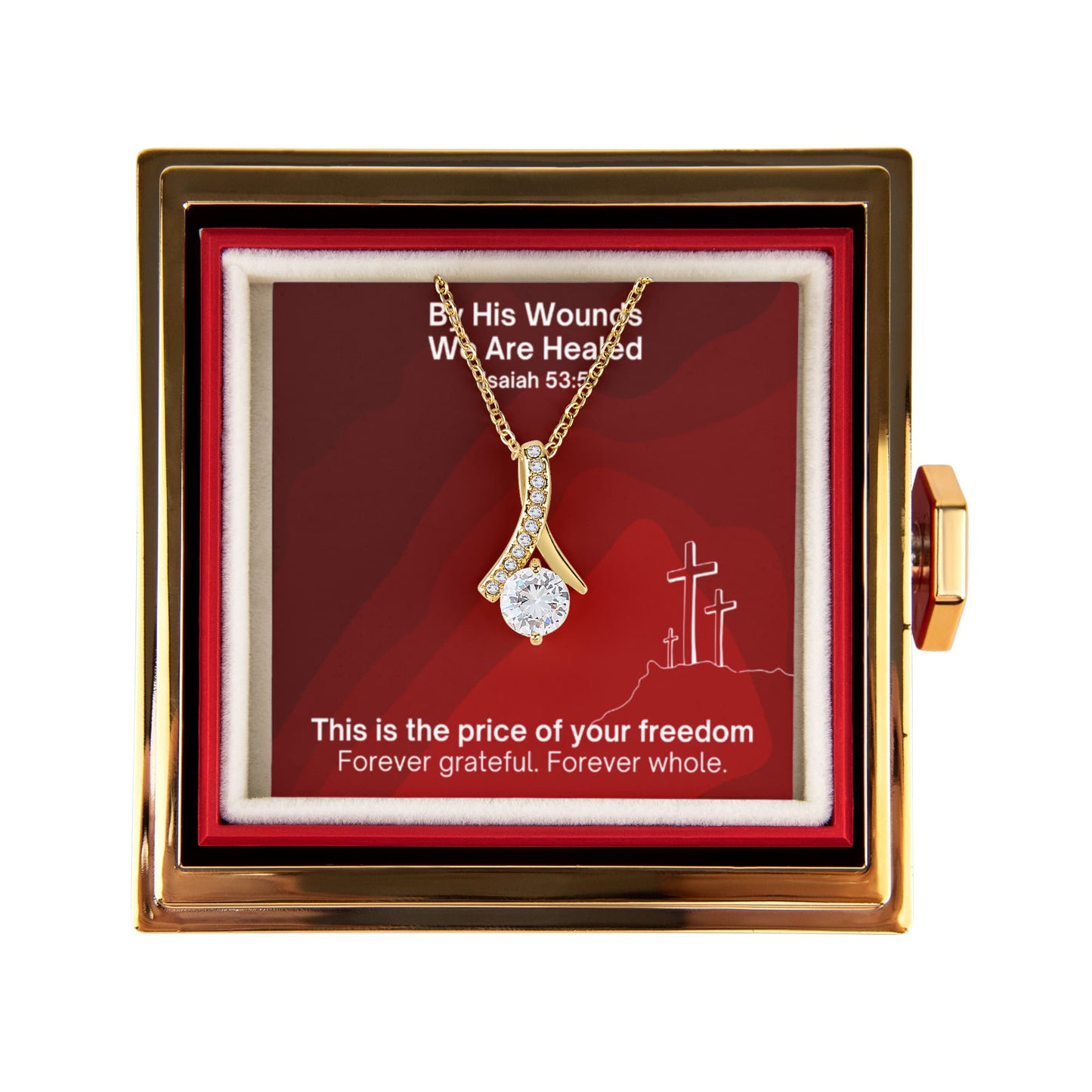 By His Wounds We Are Healed (Isaiah 53:5) | Alluring Beauty Necklace in Rotating Rose Gift Box