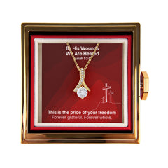 By His Wounds We Are Healed (Isaiah 53:5) | Alluring Beauty Necklace in Rotating Rose Gift Box