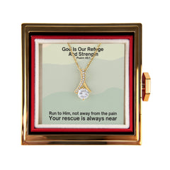 God Is Our Refuge And Strength (Psalm 46:1) | Alluring Beauty Necklace in Rotating Rose Gift Box