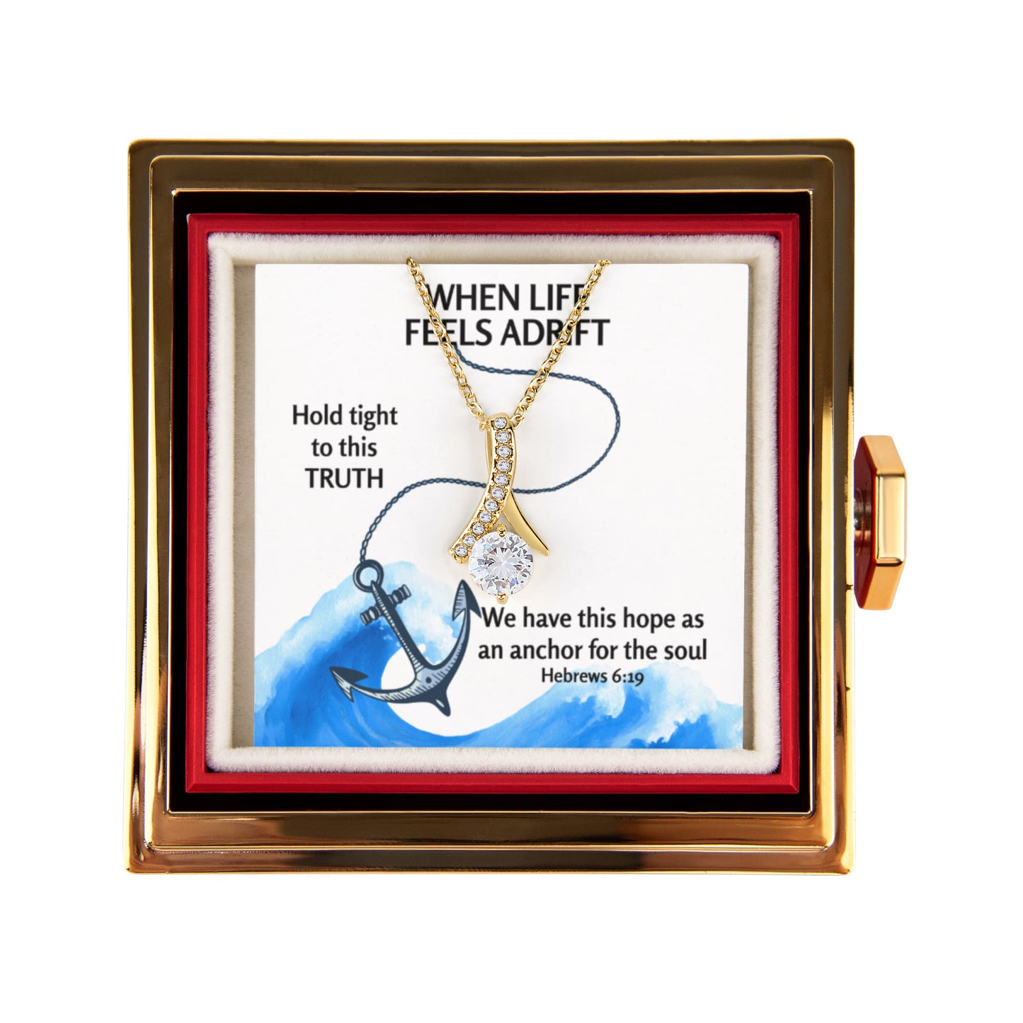 Hope Anchors The Soul (Hebrews 6:19) | Alluring Beauty Necklace in Rotating Rose Gift Box