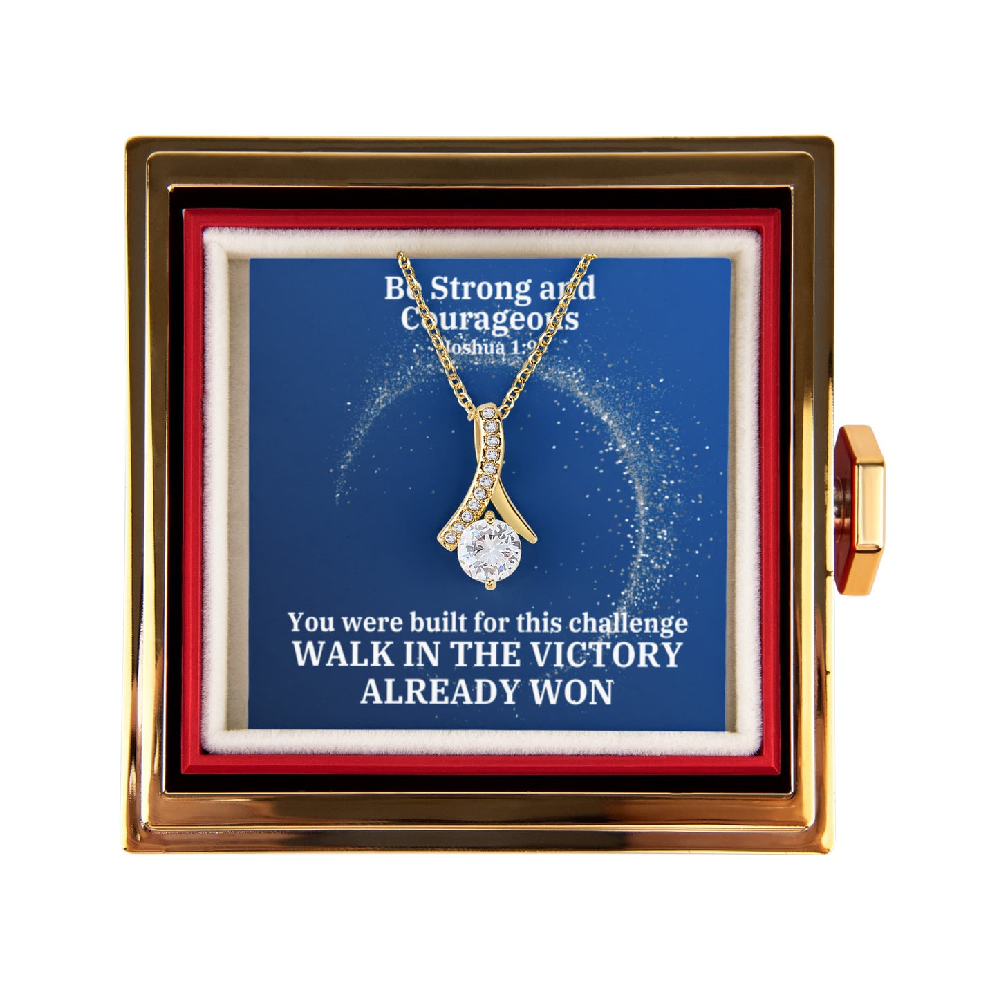 Be Strong And Courageous (Joshua 1:9) | Alluring Beauty Necklace in Rotating Rose Gift Box