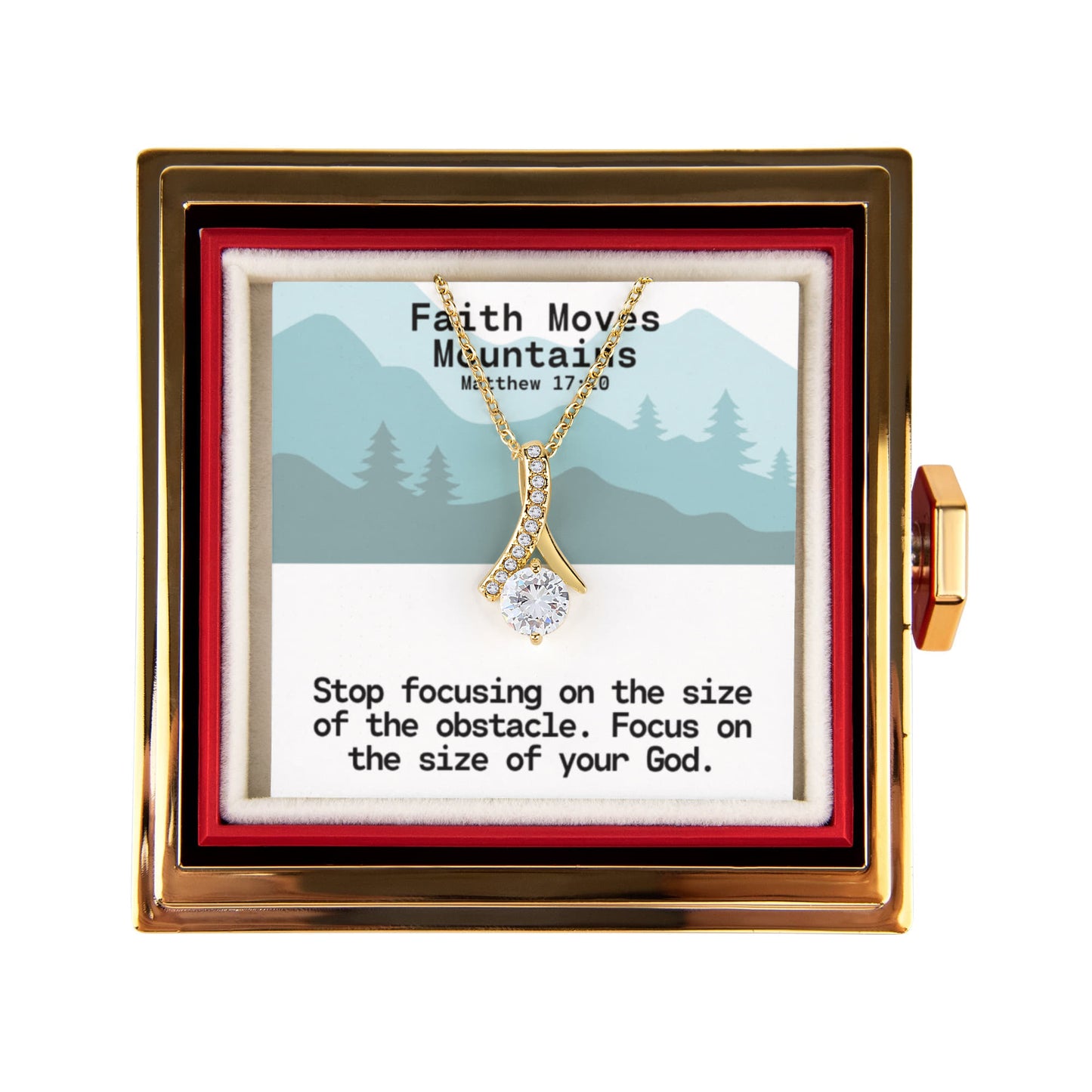 Faith Moves Mountains (Matthew 17:20) | Alluring Beauty Necklace in Rotating Rose Gift Box