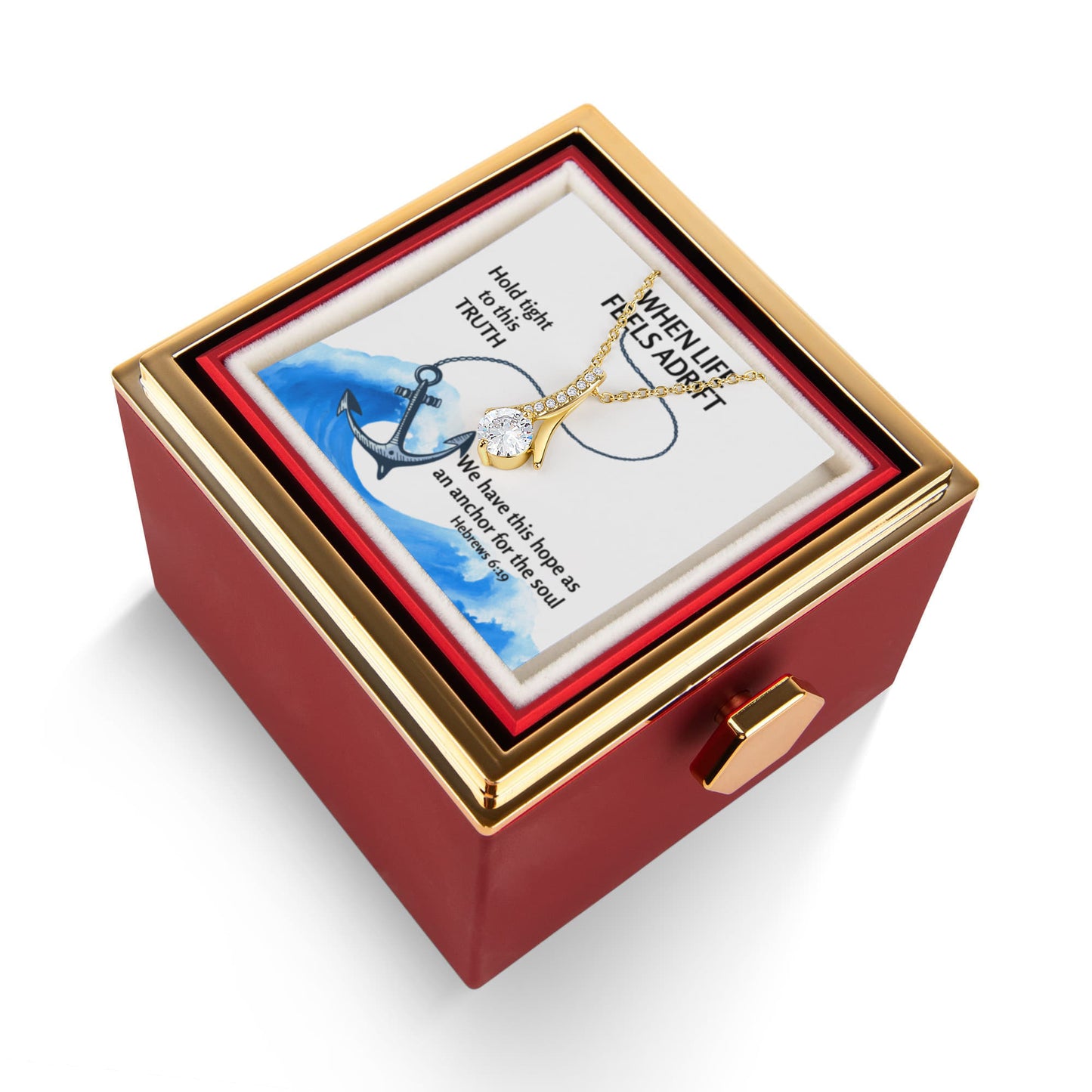 Hope Anchors The Soul (Hebrews 6:19) | Alluring Beauty Necklace in Rotating Rose Gift Box