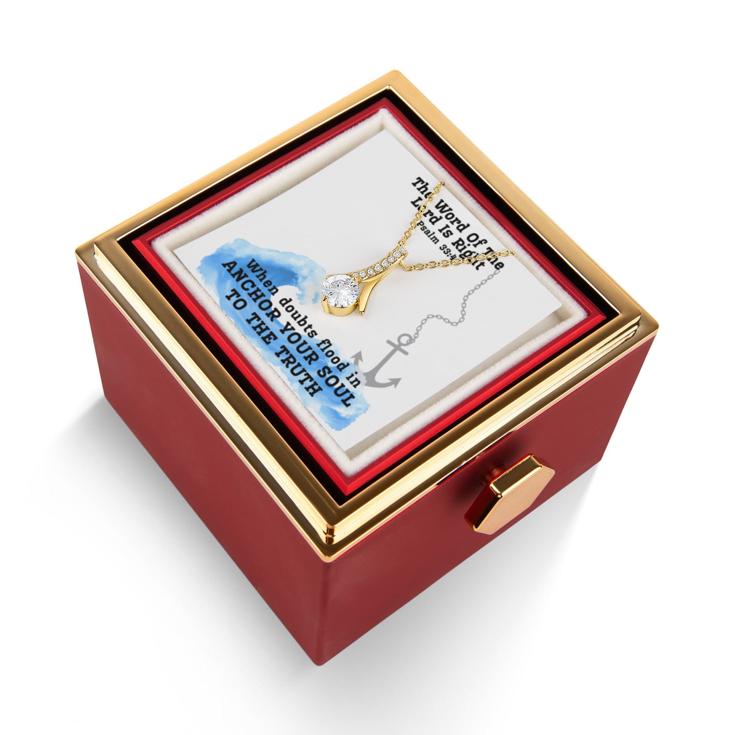 The Word Of The Lord Is Right (Psalm 33:4) | Alluring Beauty Necklace in Rotating Rose Gift Box
