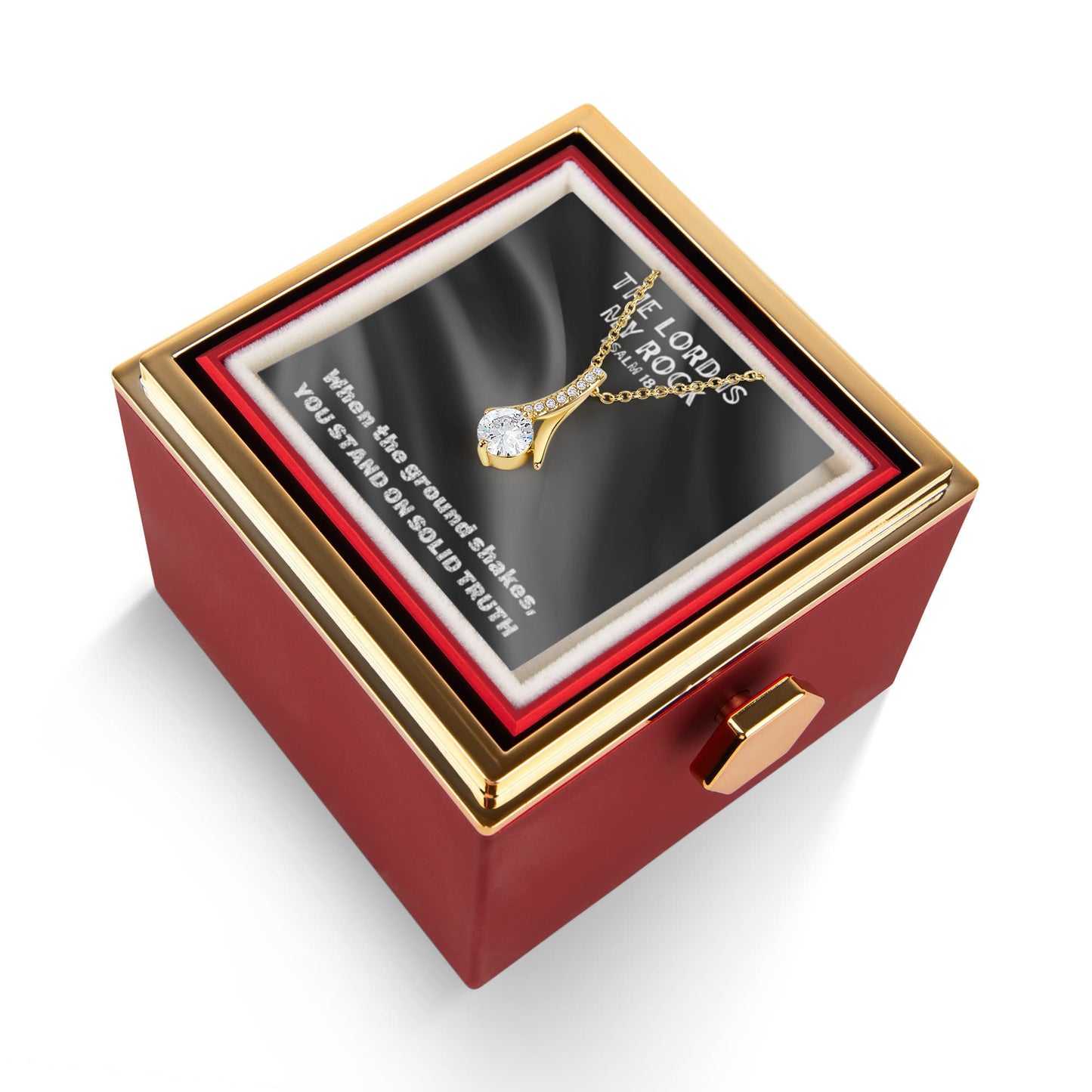 The Lord Is My Rock (Psalm 18:2) | Alluring Beauty Necklace in Rotating Rose Gift Box