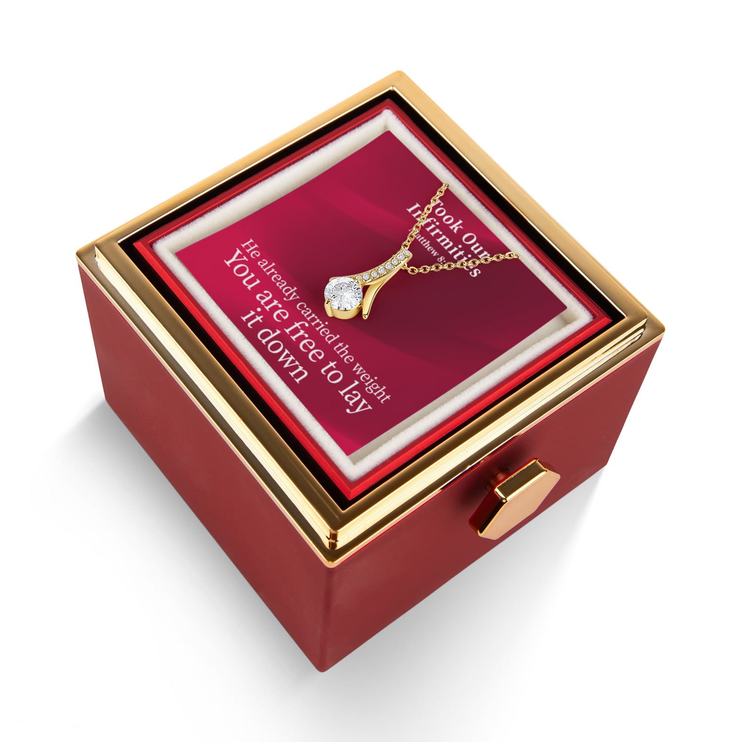 Took Our Infirmities (Matthew :17) | Alluring Beauty Necklace in Rotating Rose Gift Box