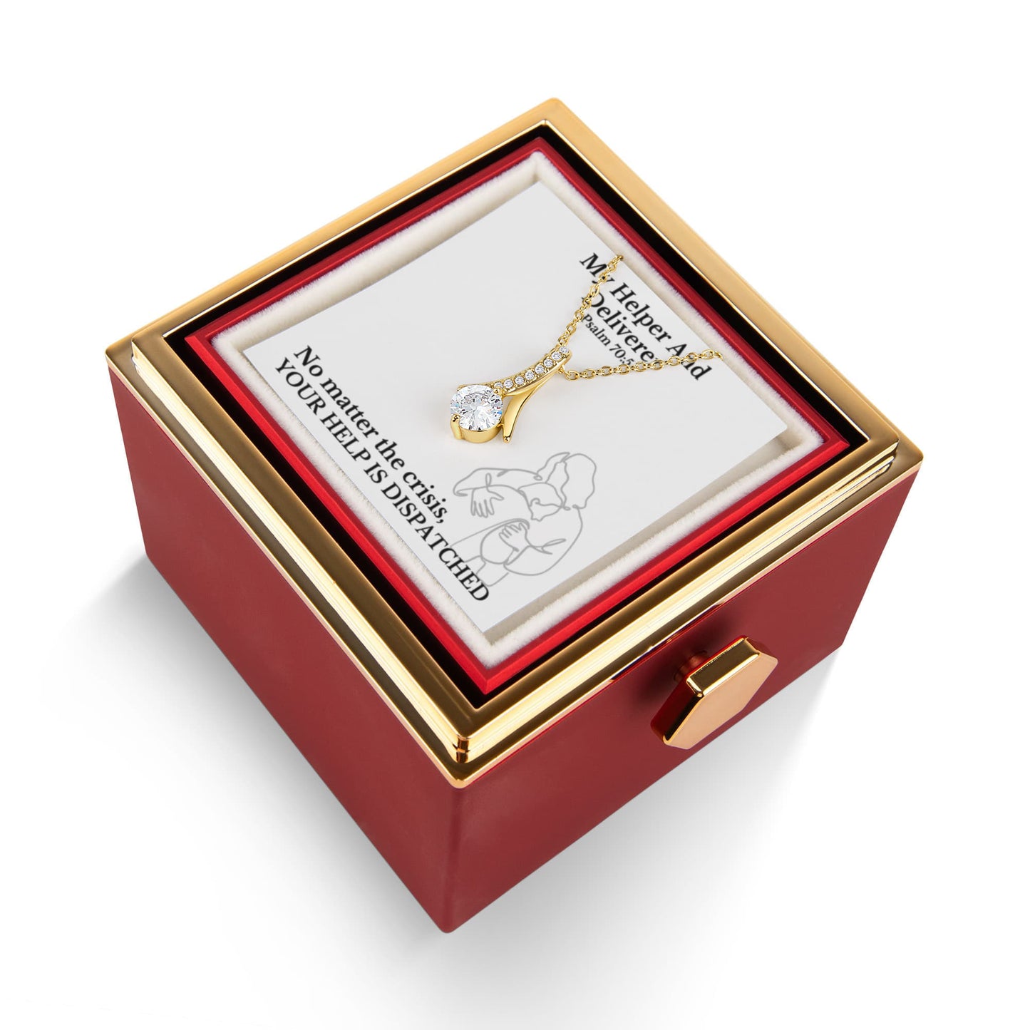 My Helper And Deliverer (Psalm 70:5) | Alluring Beauty Necklace in Rotating Rose Gift Box