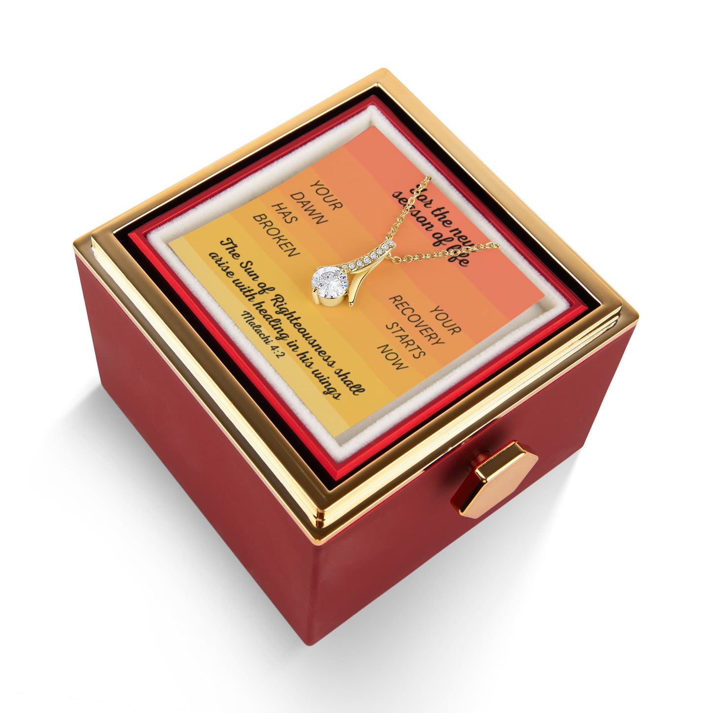 Healing In His Wings (Malachi 4:2) | Alluring Beauty Necklace in Rotating Rose Gift Box