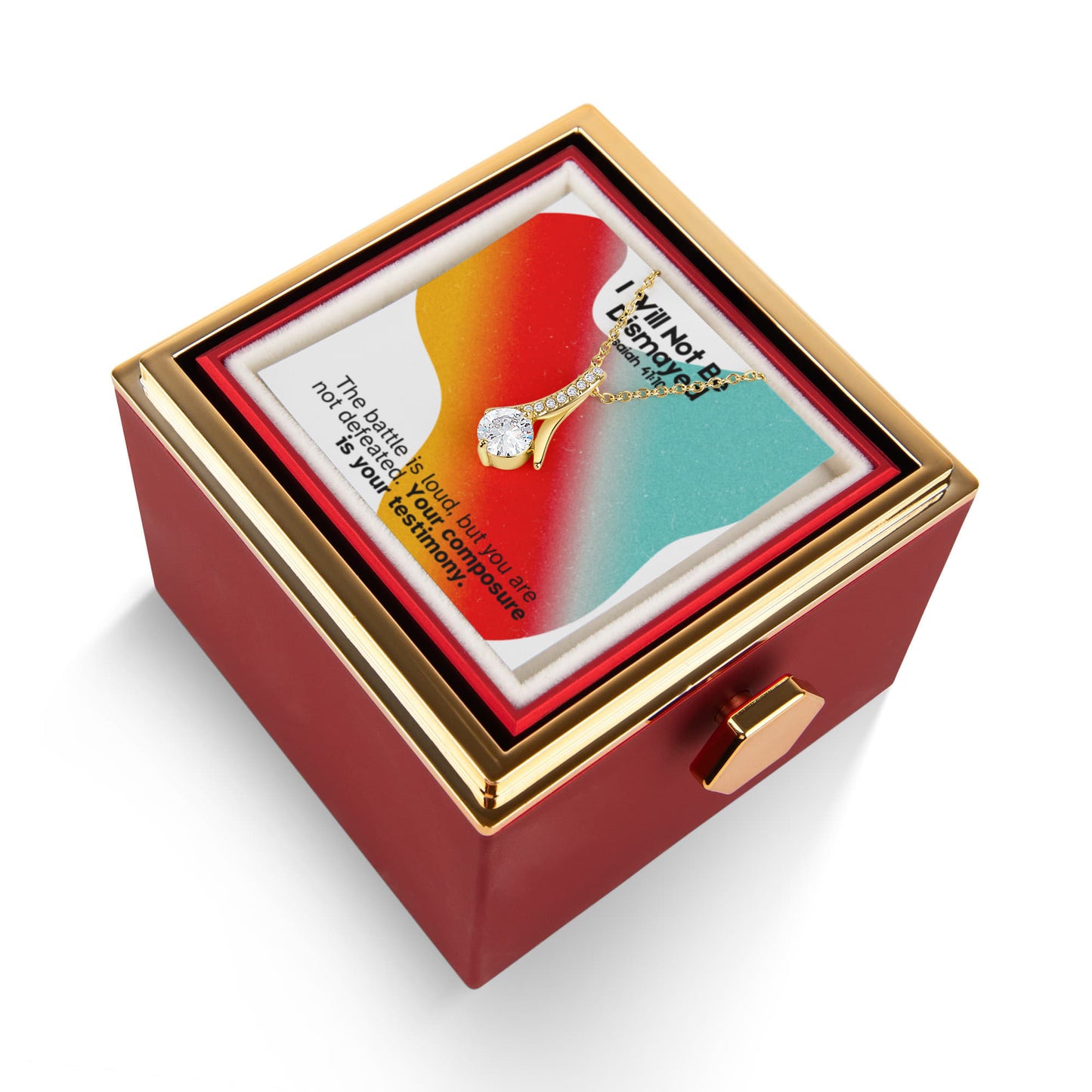 I Will Not Be Dismayed (Isaiah 41:10) | Alluring Beauty Necklace in Rotating Rose Gift Box