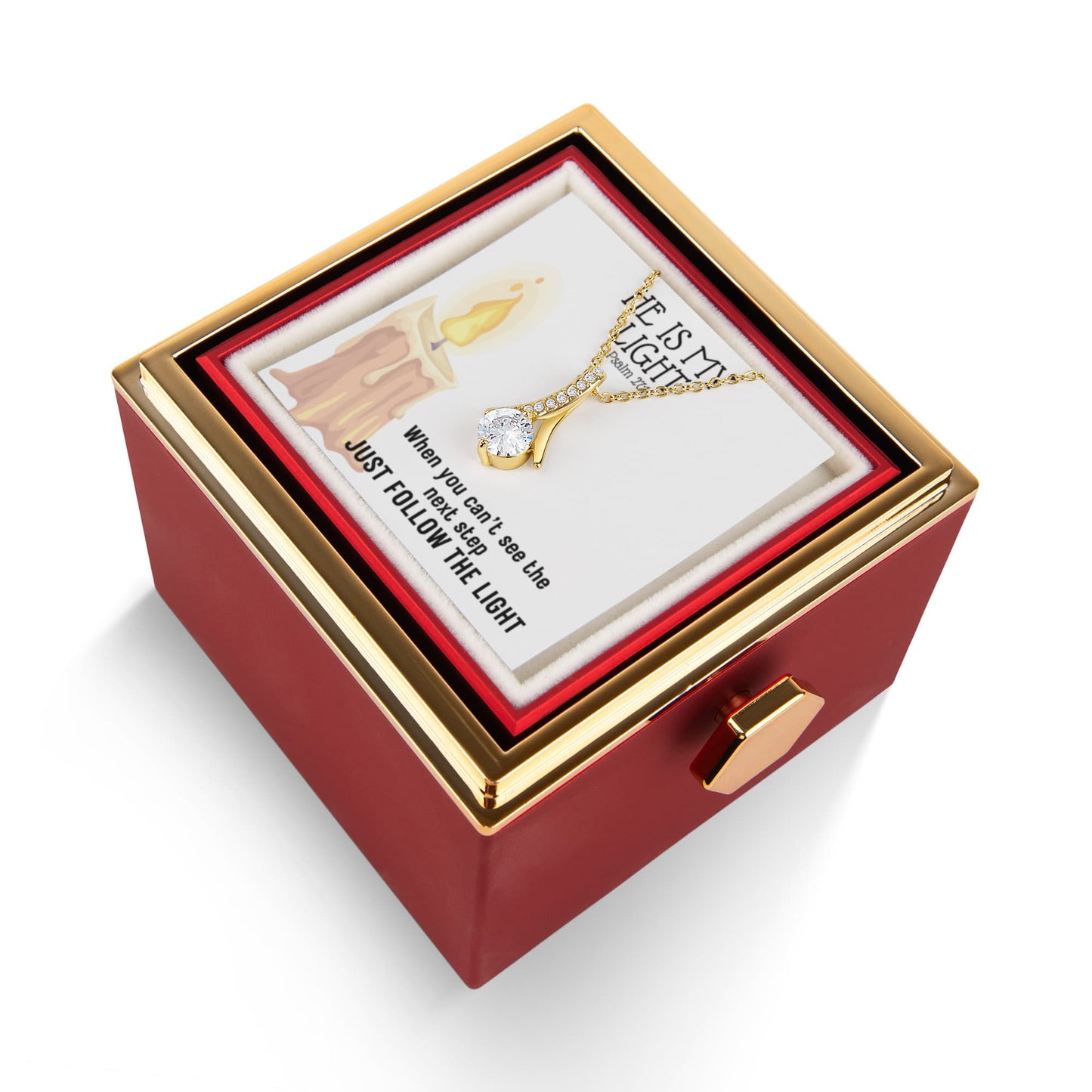 He Is My Light (Psalm 27:1) | Alluring Beauty Necklace in Rotating Rose Gift Box