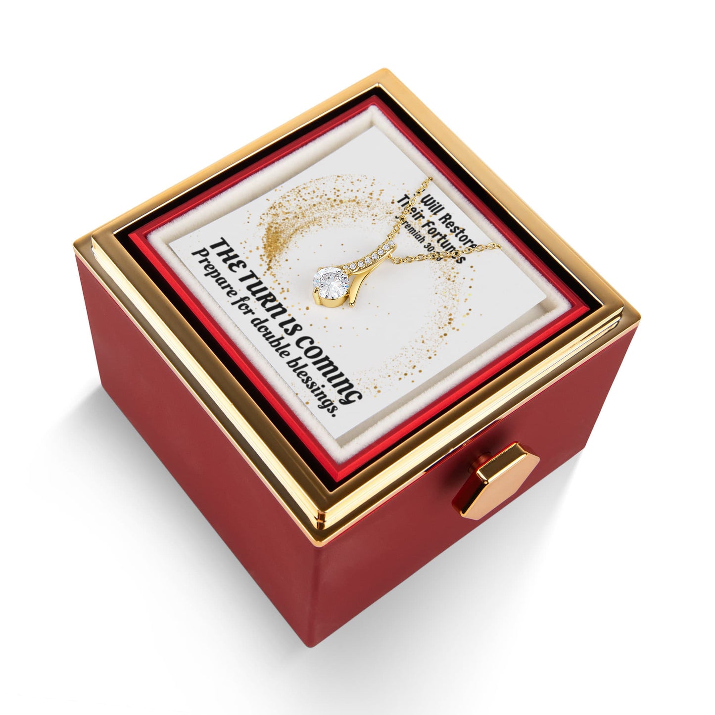 I Will Restore Their Fortunes (Jeremiah 30:18) | Alluring Beauty Necklace in Rotating Rose Gift Box