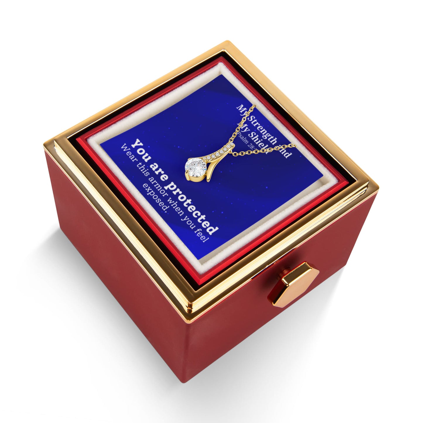 My Strength and My Shield (Psalm 28:7) | Alluring Beauty Necklace in Rotating Rose Gift Box