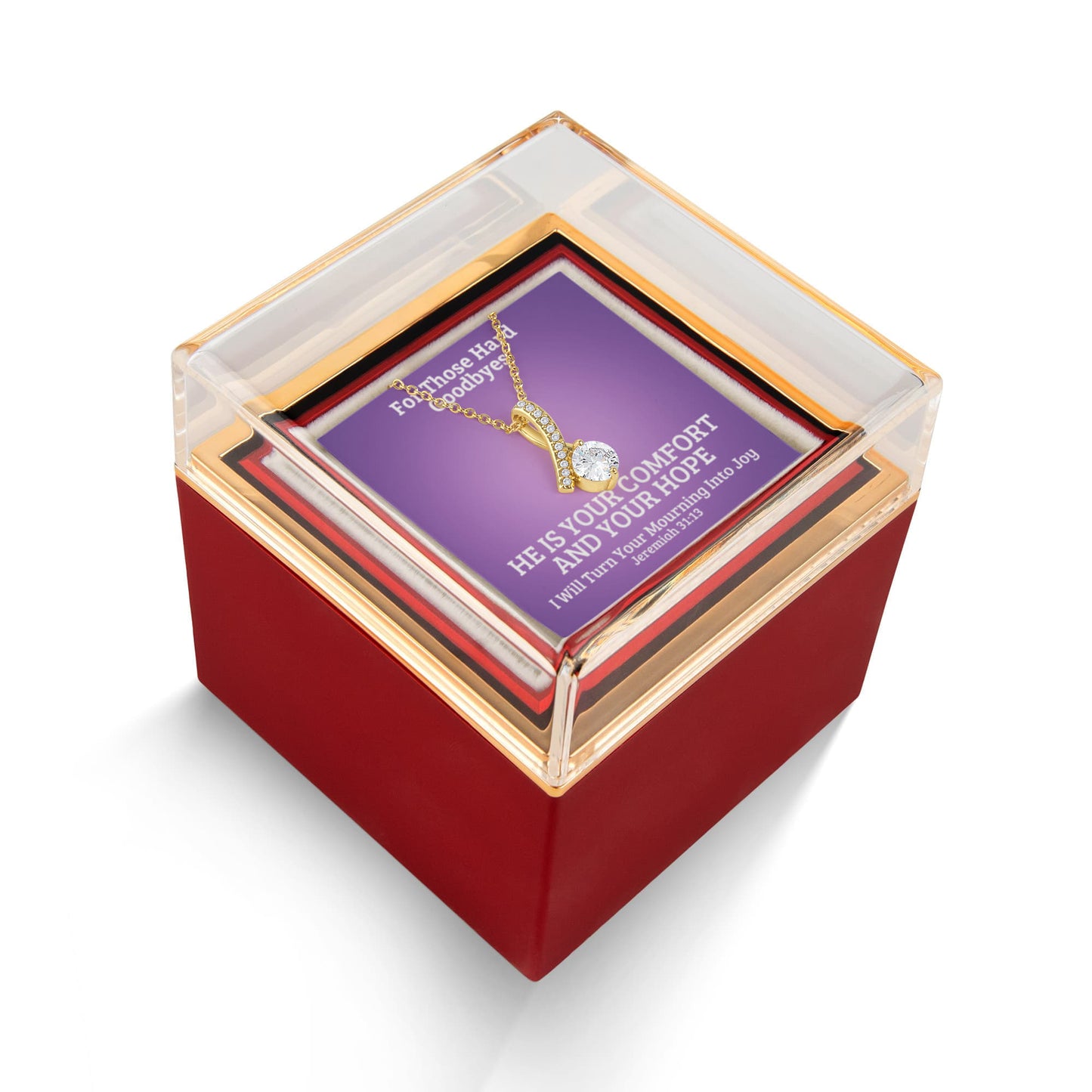 I Will Turn Your Mourning Into Joy (Jeremiah 31:13) | Alluring Beauty Necklace in Rotating Rose Gift Box