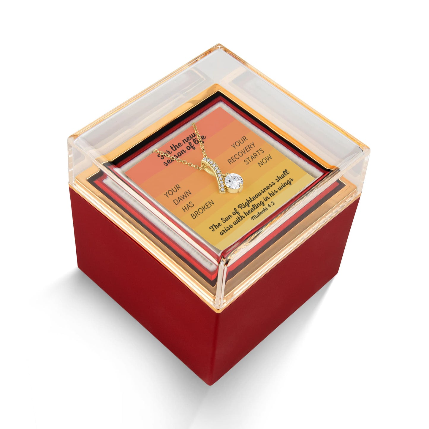 Healing In His Wings (Malachi 4:2) | Alluring Beauty Necklace in Rotating Rose Gift Box