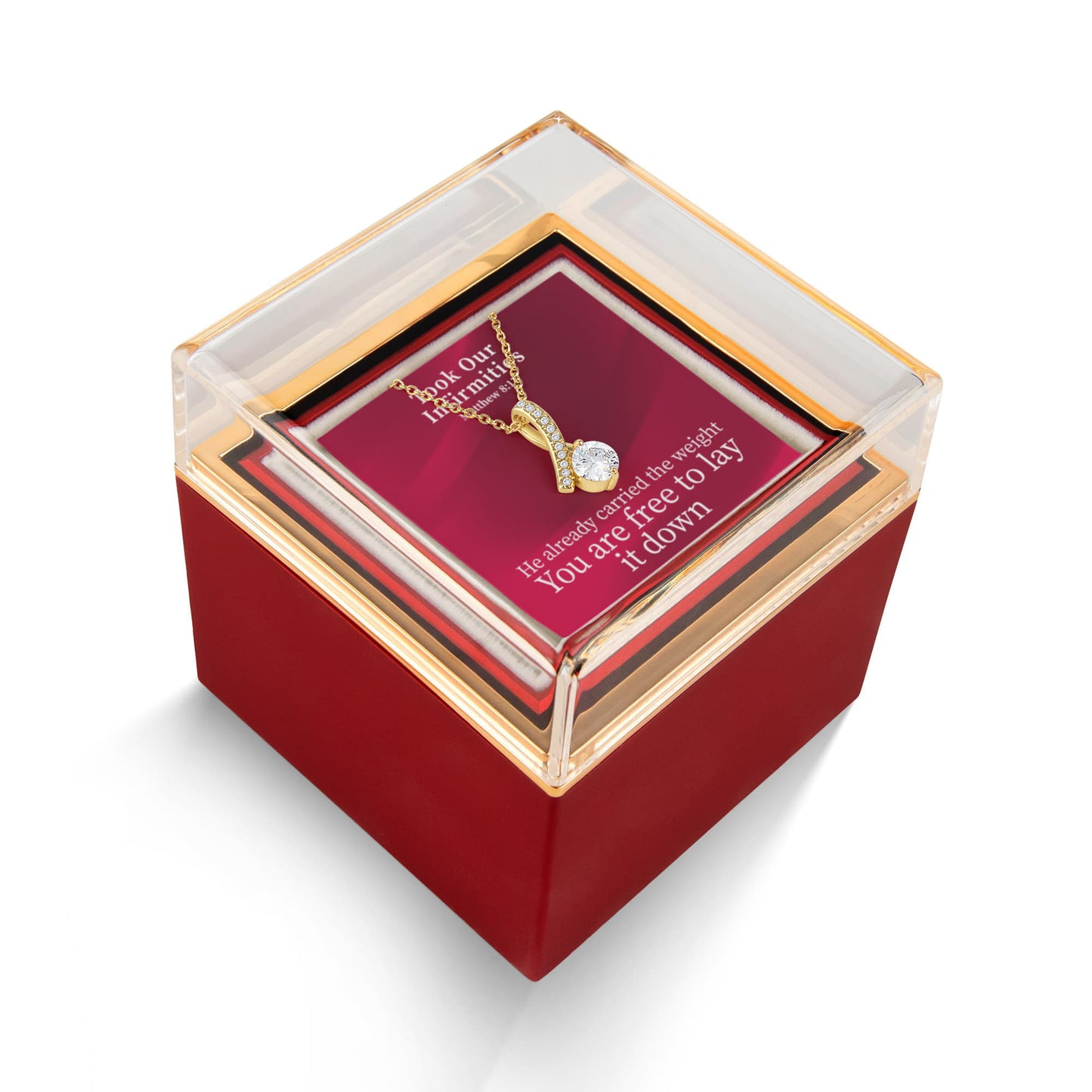 Took Our Infirmities (Matthew :17) | Alluring Beauty Necklace in Rotating Rose Gift Box