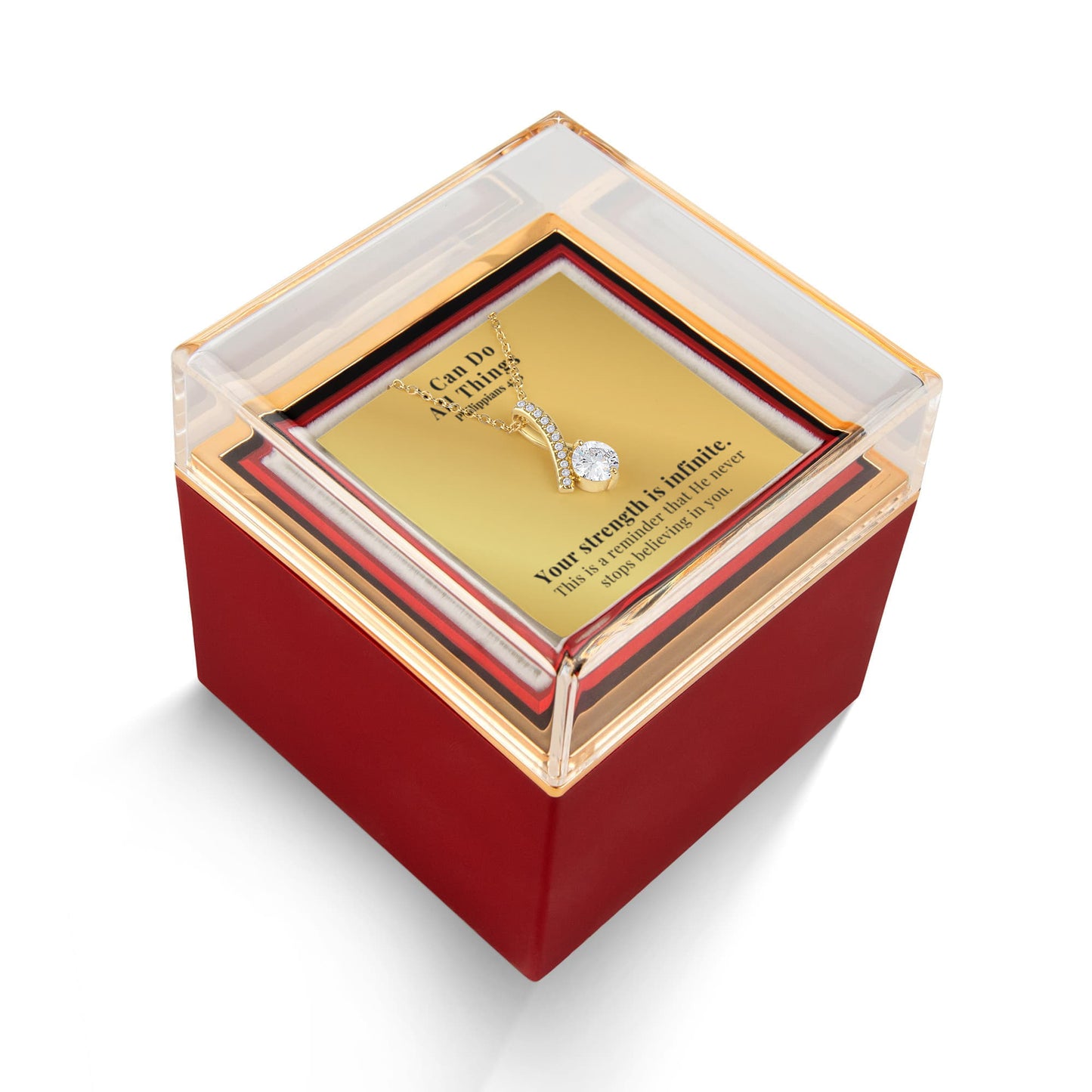 I Can Do All Things (Philippians 4:13) | Alluring Beauty Necklace in Rotating Rose Gift Box