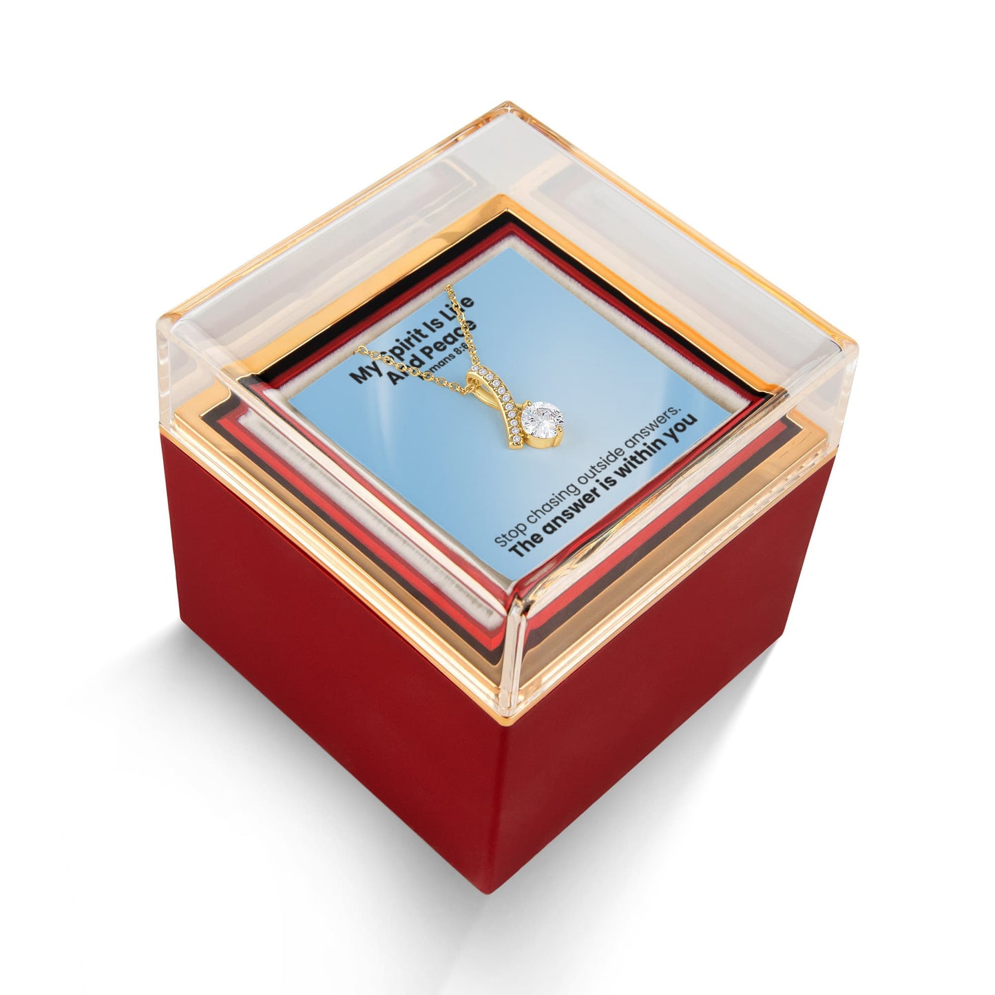 My Spirit Is Life And Peace (Romans 8:6) | Alluring Beauty Necklace in Rotating Rose Gift Box