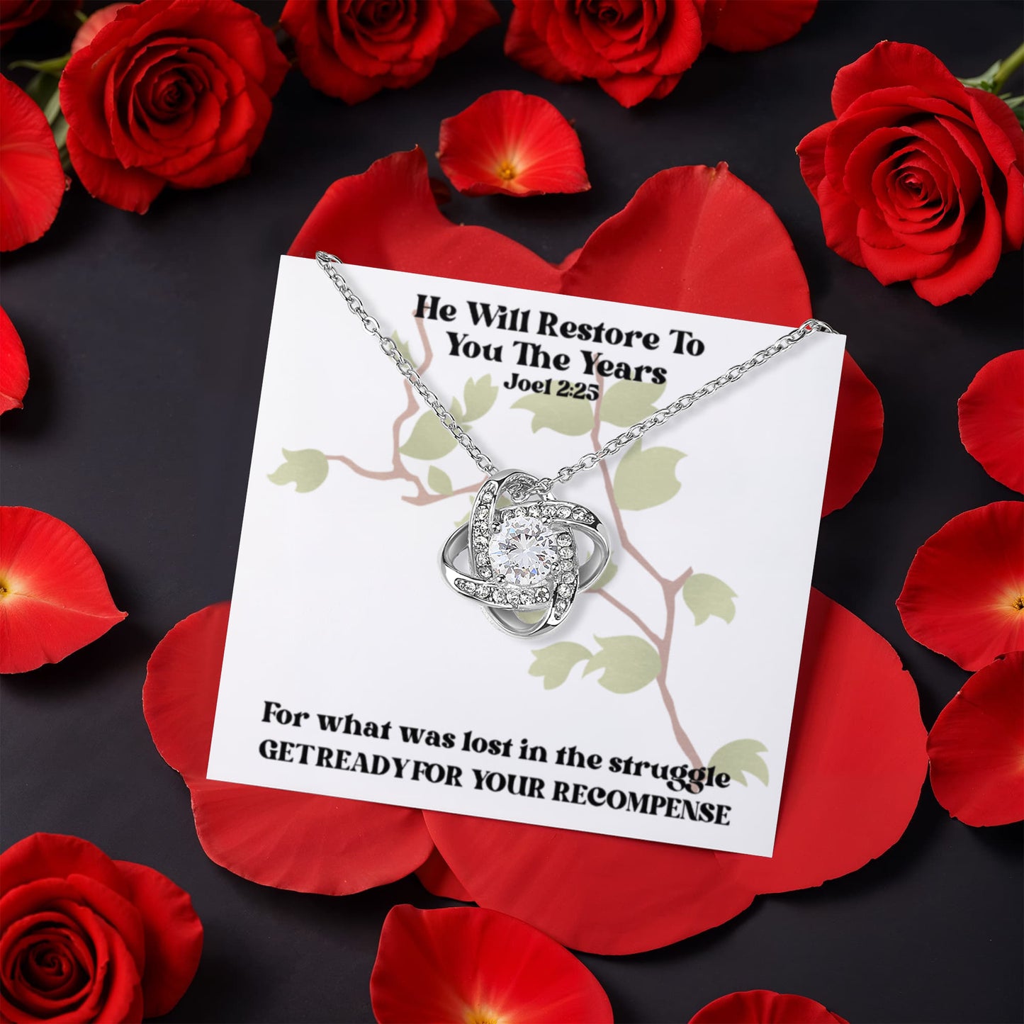 He Will Restore To You The Years (Joel 2:25) | Alluring Beauty Necklace in Rotating Rose Gift Box