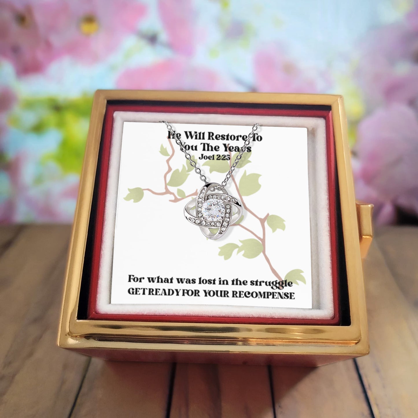 He Will Restore To You The Years (Joel 2:25) | Alluring Beauty Necklace in Rotating Rose Gift Box