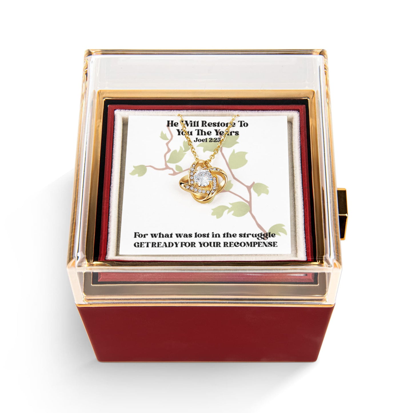 He Will Restore To You The Years (Joel 2:25) | Alluring Beauty Necklace in Rotating Rose Gift Box