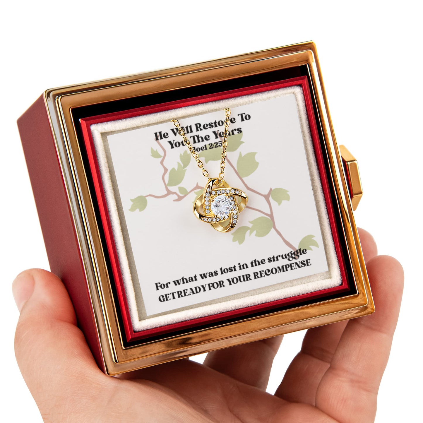 He Will Restore To You The Years (Joel 2:25) | Alluring Beauty Necklace in Rotating Rose Gift Box