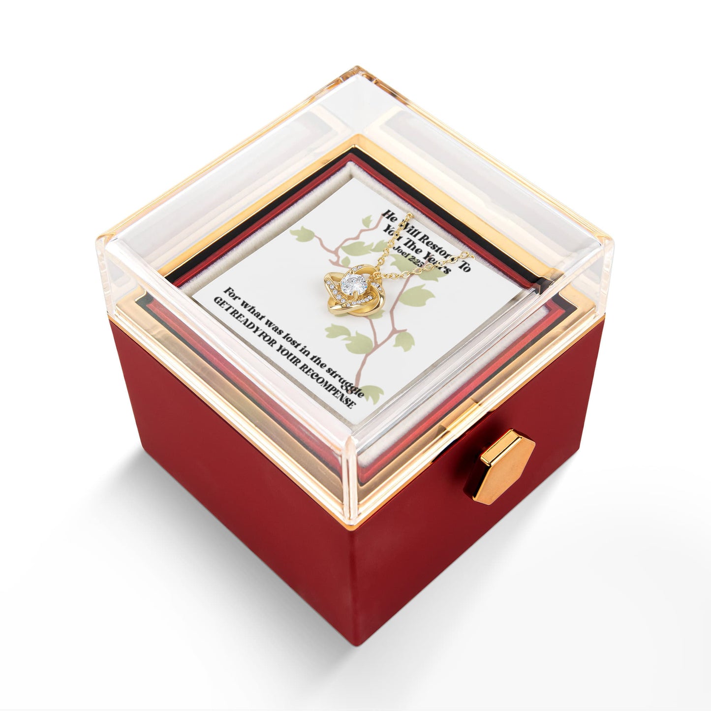 He Will Restore To You The Years (Joel 2:25) | Alluring Beauty Necklace in Rotating Rose Gift Box