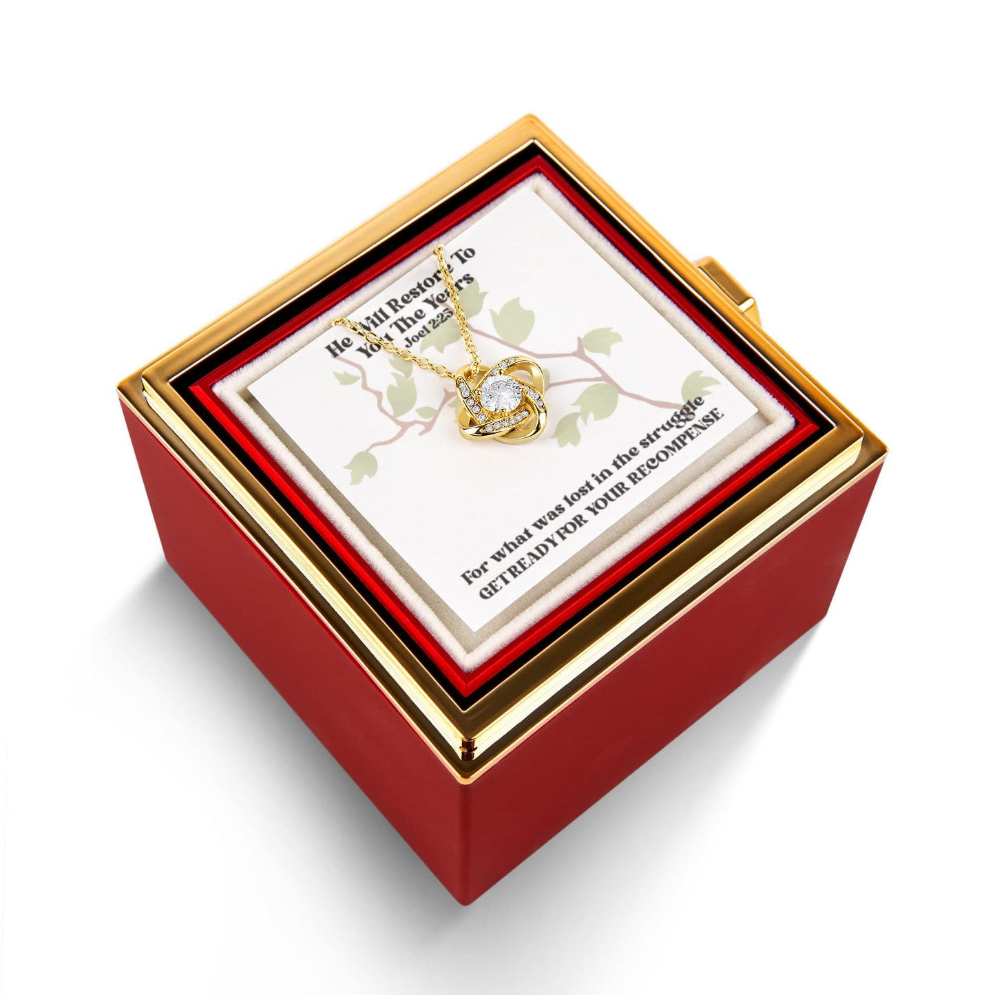 He Will Restore To You The Years (Joel 2:25) | Alluring Beauty Necklace in Rotating Rose Gift Box