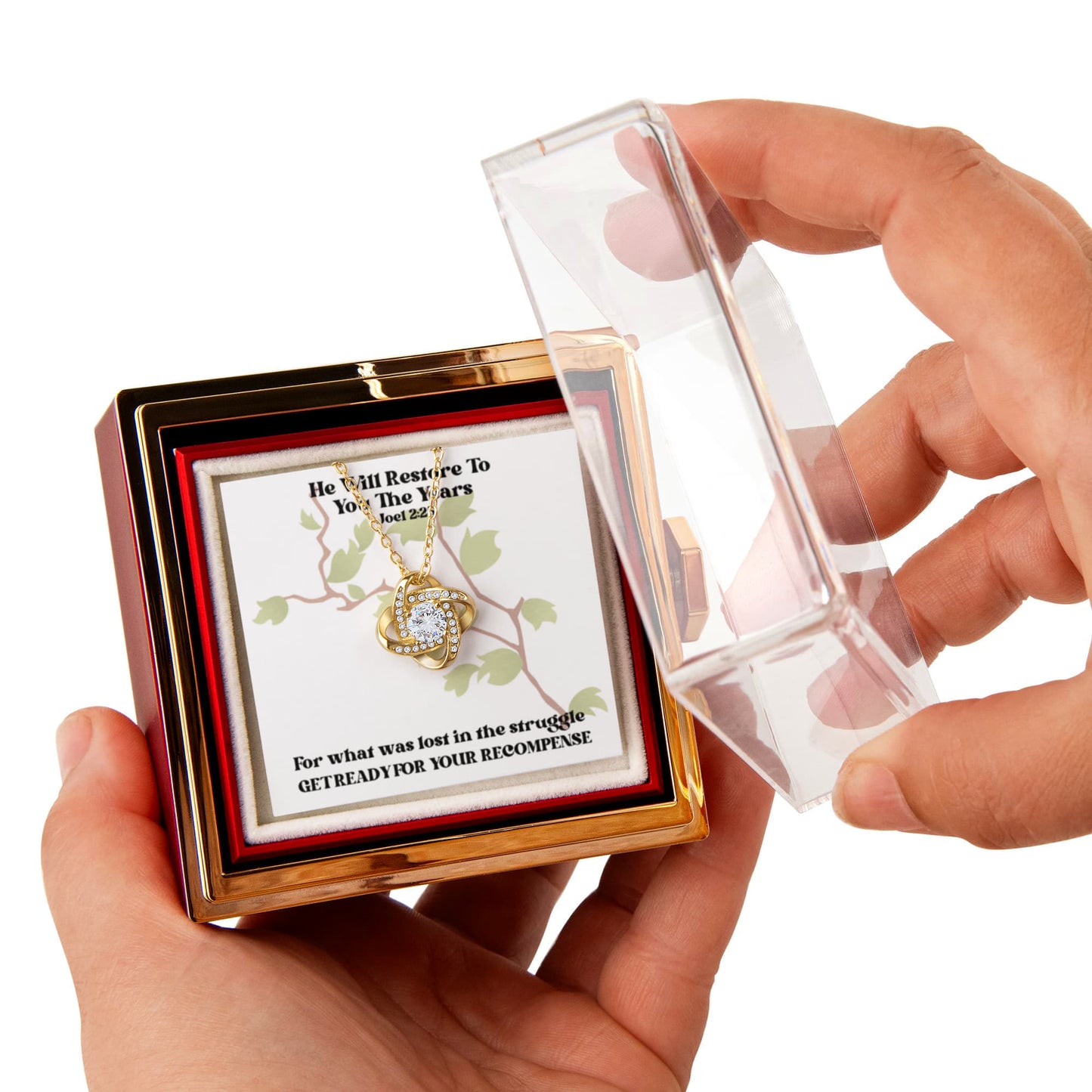 He Will Restore To You The Years (Joel 2:25) | Alluring Beauty Necklace in Rotating Rose Gift Box