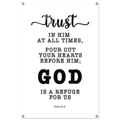 Minimalist Typography Acrylic Print | God Is A Refuge For Us ~Psalm 62:8~ (5 Designs)