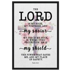 Minimalist Typography Framed Canvas | The Lord Is My Rock & Fortress ~Psalm 18:2~ (5 Designs)