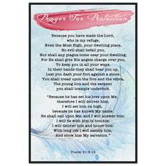 Museum-Quality Premium Wooden Framed Poster | Prayer for Protection ~Psalm 91:9-16~ (2 Designs - Feather)
