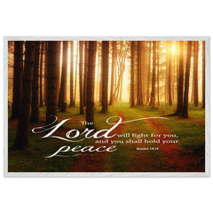 Museum-Quality Premium Wooden Framed Poster | The Lord Will Fight For You ~Exodus 14:14~