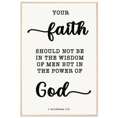 Minimalist Typography Framed Poster | Faith In The Power Of God ~1 Corinthians 2:5~ (5 Designs)