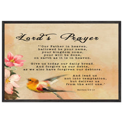 Museum-Quality Premium Wooden Framed Poster | Lord's Prayer ~Matthew 6:9-13~ (2 Designs - Bird)
