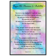 Museum-Quality Premium Wooden Framed Poster | Prayer for Provision & Protection ~Psalm 23:1-6~ (2 Designs - Watercolor)