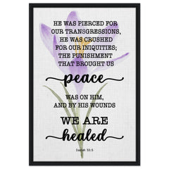 Minimalist Typography Framed Canvas | With His Stripes, We Are Healed ~Isaiah 53:5~ (5 Designs)