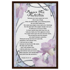 Premium Quality Framed Canvas | Prayer for Protection ~Psalm 91:9-16~ (2 Designs - Floral Frame)