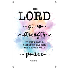 Minimalist Typography Acrylic Print | The Lord Will Give Strength To His People ~Psalm 29:11~ (5 Designs)